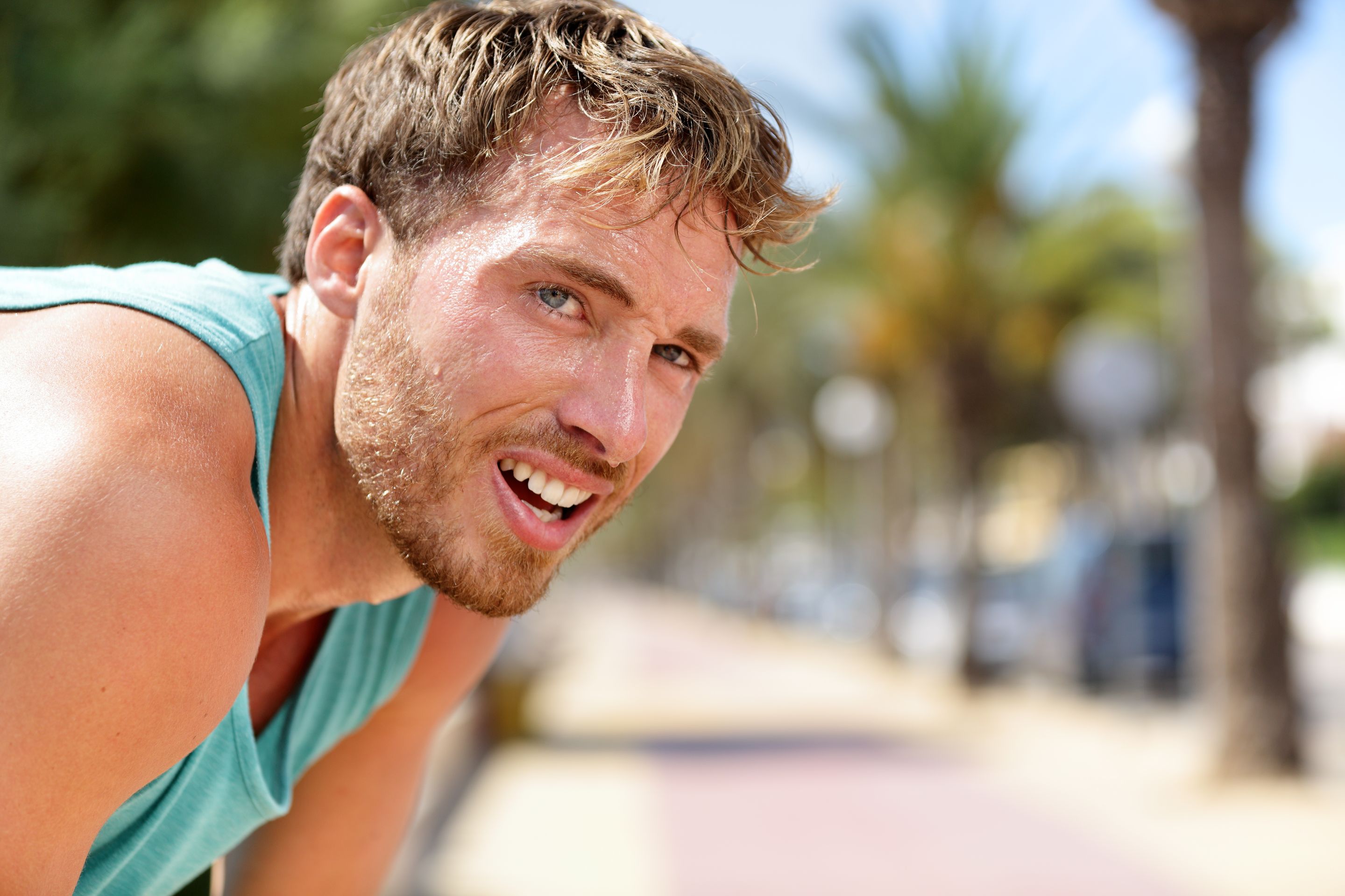 Athlete sweats after a run