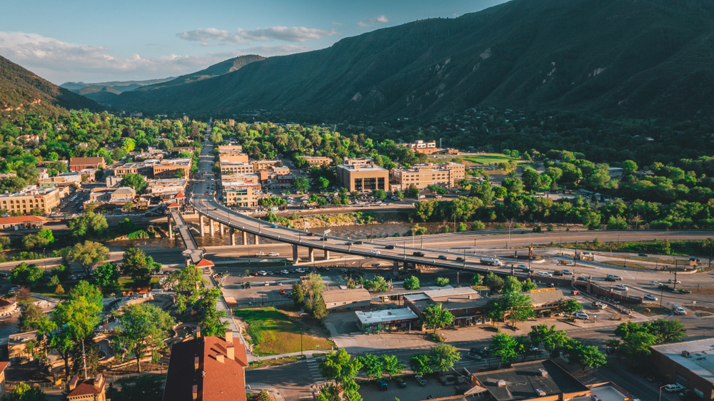 Aerial view of the Town of Glenwood Springs